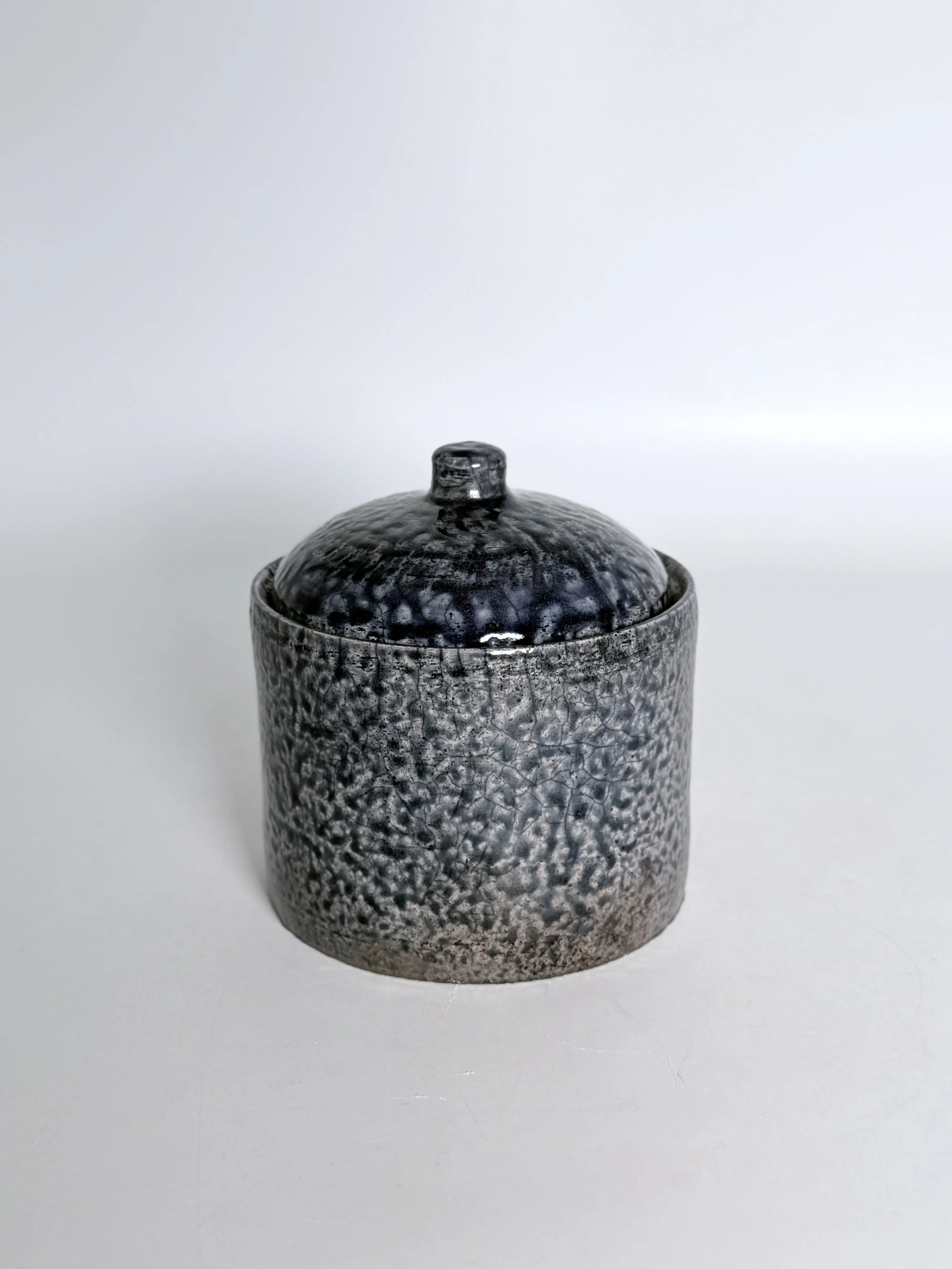 Raku Fired Lidded Jar